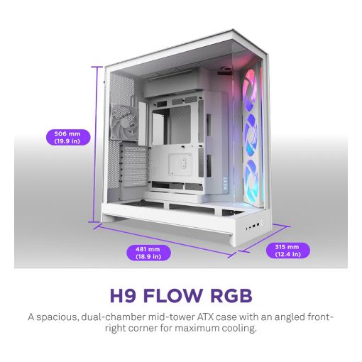 Εικόνα της NZXT H9 Flow Large Dual-Chamber Tempered Glass White CM-H92FW-01