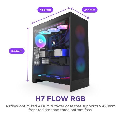 Εικόνα της NZXT H7 Flow RGB Tempered Glass Black CM-H72FB-R1