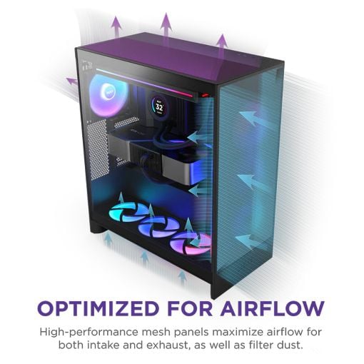 Εικόνα της NZXT H7 Flow RGB Tempered Glass Black CM-H72FB-R1