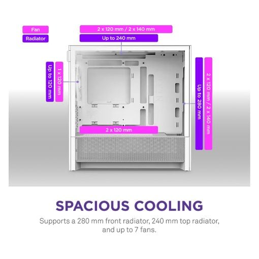 Εικόνα της NZXT H3 Flow Tempered Glass White CC-H31FW-01