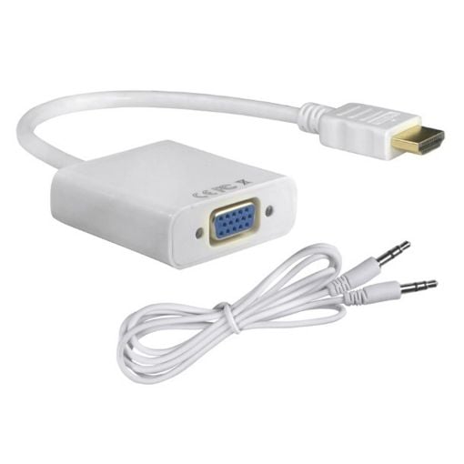 Εικόνα της Adapter Powertech HDMI Male to VGA Female με Καλώδιο Audio Jack 0.2m White CAB-H072