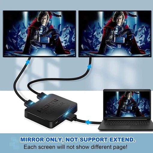 Εικόνα της Powertech HDMI Splitter 2-Port 4K/30Hz Black CAB-H163