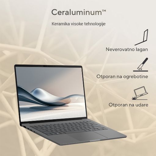 Εικόνα της Laptop Asus Zenbook A14 UX3407RA-OLED-QD010W 14" Snapdragon X Elite X1E 78-100 32GB 1TB SSD Win11 Home Iceland Gray 90NB16G2-M00430