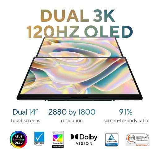Εικόνα της Laptop Asus ZenBook Duo OLED UX8406CA-OLED-PZ068X 14" Intel Core Ultra 9-285H 32GB 2TB SSD Win11 Pro Inkwell Gray 90NB14X1-M00A40