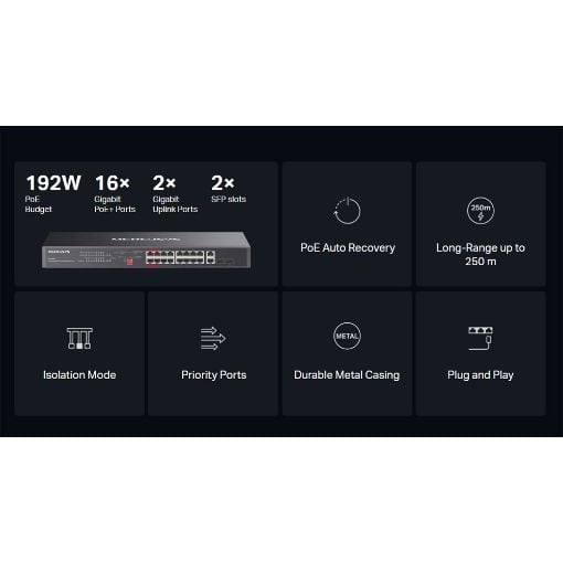 Εικόνα της Switch Mercusys MS120GP 20-Port Gigabit Rackmount PoE+