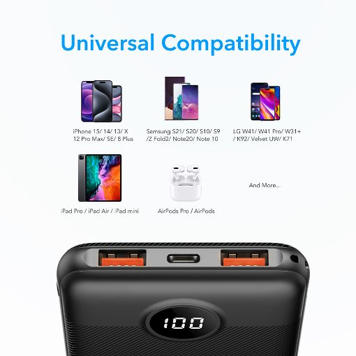 Εικόνα της Power Bank Veger L10S 10000mAh 2x USB-A & USB-C PD 20W Black W1105PD
