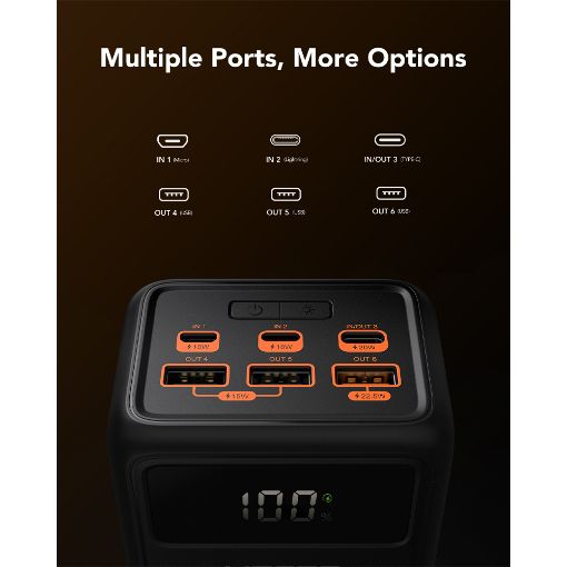 Εικόνα της Power Bank Veger Tank Lite 50000mAh 3x USB-A & USB-C PD 22.5W Black W5001
