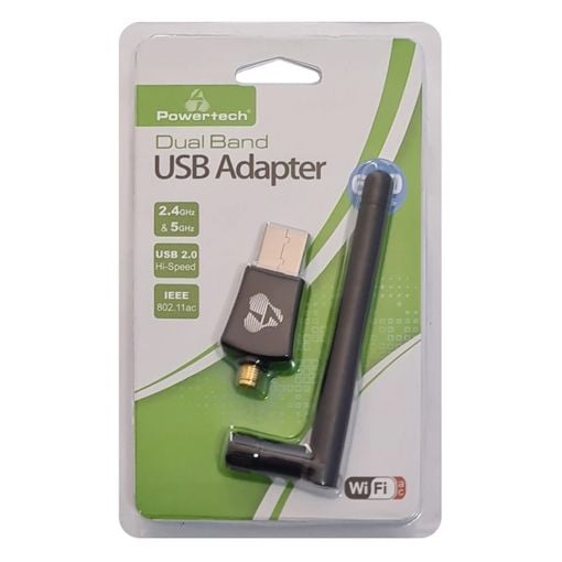 Εικόνα της Wi-Fi USB Adapter Powertech Dual Band AC600 Black PT-1042