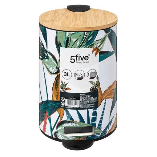Εικόνα της Καλαθάκι Μπάνιου 5Five Palawan Μεταλλικό Soft Close 3lt Multicolour 174692B