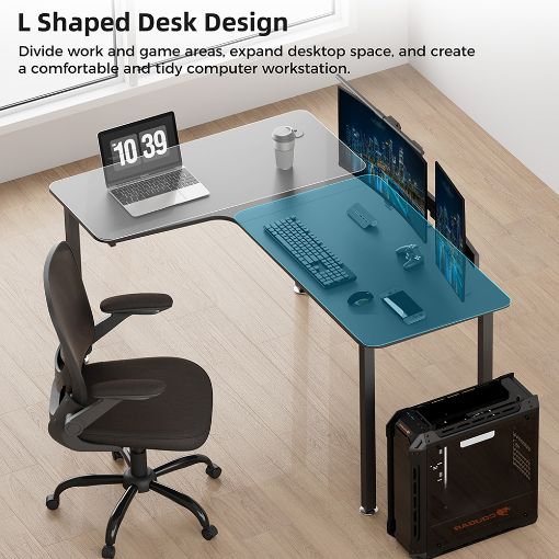 Εικόνα της Gaming Desk Eureka Ergonomic 60" 155x110×76 cm Grey ERK-CD-L01L-60B-V4