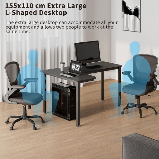 Εικόνα της Gaming Desk Eureka Ergonomic 60" 155x110×76 cm Grey ERK-CD-L01L-60B-V4