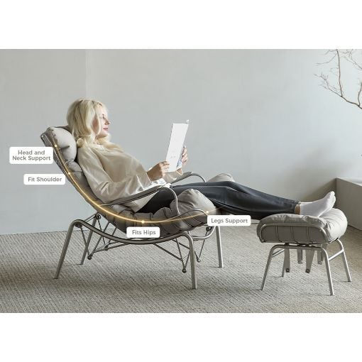 Εικόνα της Κουνιστή Πολυθρόνα Eureka Ergonomic Liam με Πουφ 88x102,9x76,8cm Γκρι ERK-LS02-GY