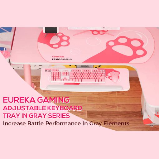Εικόνα της Πτυσσόμενη Βάση Πληκτρολογίου Eureka Ergonomic Pink ERK-AKB-02GY