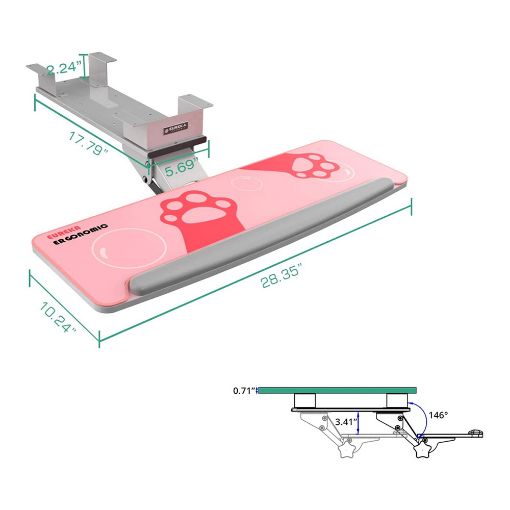 Εικόνα της Πτυσσόμενη Βάση Πληκτρολογίου Eureka Ergonomic Pink ERK-AKB-02GY