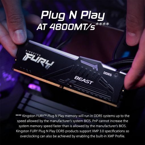 Εικόνα της Ram Kingston Fury Beast 32GB (2x16GB) DDR5-6000MHz CL36 RGB Black KF560C36BBE2AK2-32