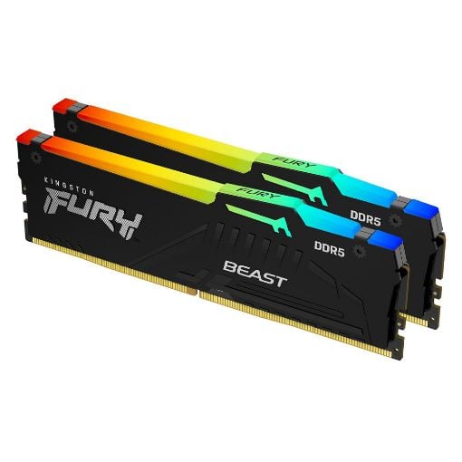 Εικόνα της Ram Kingston Fury Beast 32GB (2x16GB) DDR5-6000MHz CL36 RGB Black KF560C36BBE2AK2-32