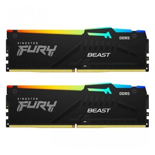 Εικόνα της Ram Kingston Fury Beast 32GB (2x16GB) DDR5-6000MHz CL36 RGB Black KF560C36BBE2AK2-32