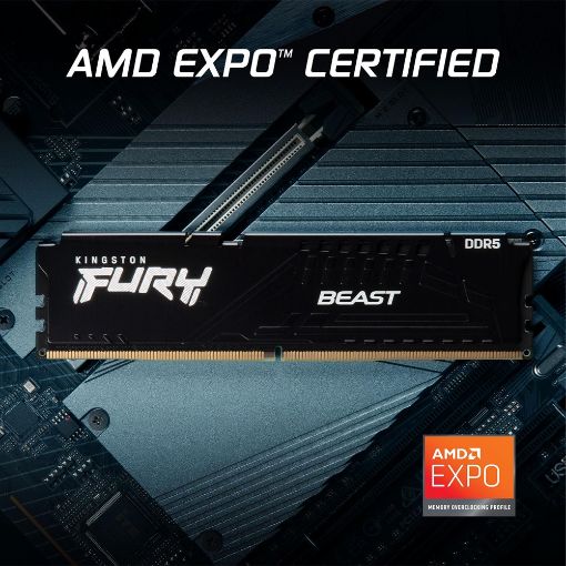 Εικόνα της Ram Kingston Fury Beast 32GB (2x16GB) DDR5-6400MHz CL32 Black KF564C32BBEK2-32