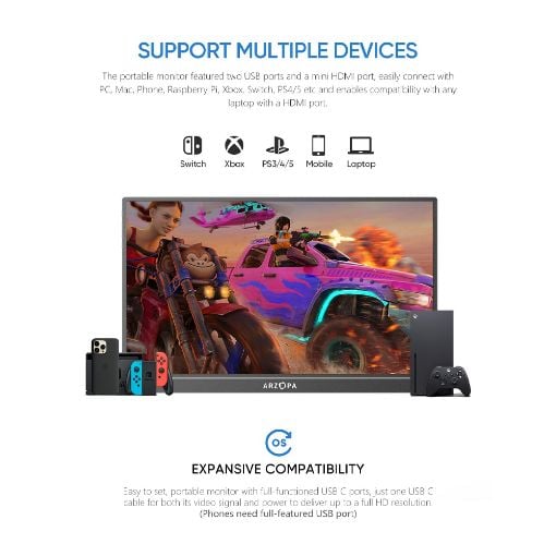 Εικόνα της Φορητή Οθόνη Arzopa Z1FC 16.1" IPS Full HD 144Hz Black