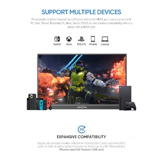 Εικόνα της Φορητή Οθόνη Arzopa A1 15.6" IPS Full HD Black
