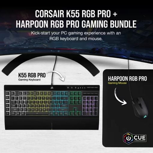 Εικόνα της Gaming Bundle Corsair 4-in-1 HS35v2 7.1 /  K55 Core / Harpoon Pro / MM100 CH-9226F65-NA