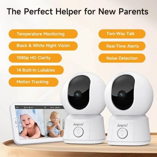 Εικόνα της Arenti AINanny B2 WiFi 2MP/1080P Baby Monitor Kit Dual Cameras with LCD Screen