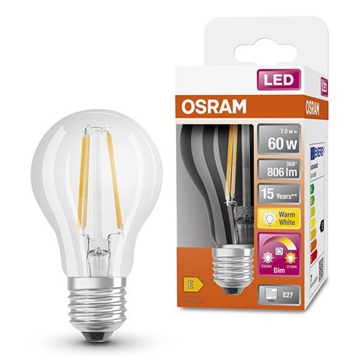 Εικόνα της Λάμπα LED Osram Superstar Plus Classic A 60 E27 A60 Dimmable 2200-2700K 806lm 7W
