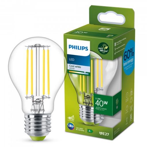 Εικόνα της Λάμπα LED Philips Ultra Efficient E27 A60 4000K 485lm 2.3W Neutral White 929003066501