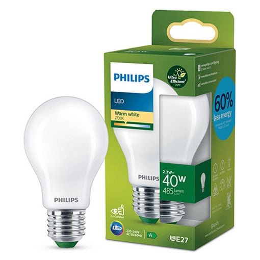 Εικόνα της Λάμπα LED Philips Ultra Efficient E27 A60 2700K 485lm 2.3W Warm White 929003622901