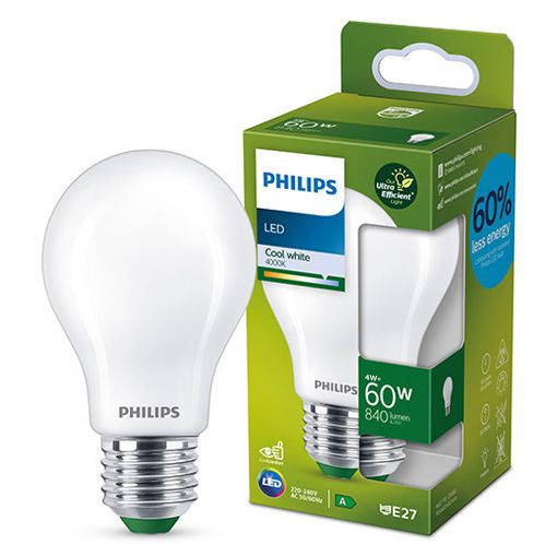 Εικόνα της Λάμπα LED Philips Ultra Efficient E27 A60 4000K 840lm 4W Neutral White 929003624101