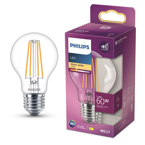 Εικόνα της Λάμπα LED Philips E27 A60 2700K 806lm 5.9W Warm White 929004592455
