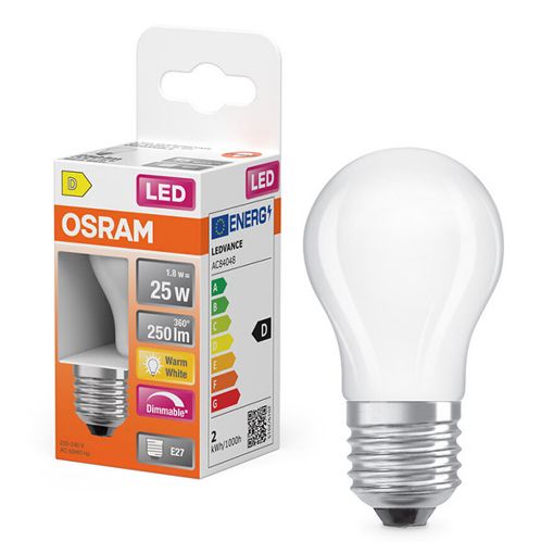 Εικόνα της Λάμπα LED Osram Superstar Classic E27 P45 Dimmable 2700K 250lm 1.8W Warm White