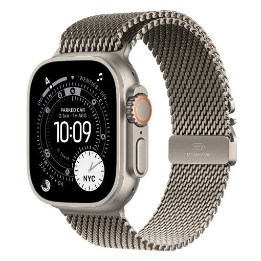 Εικόνα της Apple Watch Ultra 3 49mm Natural Titanium Case/Natural Titanium Milanese Loop (Small) MEWW4QR/A