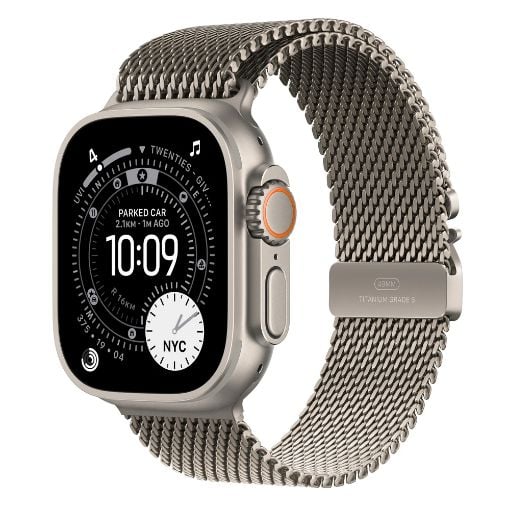 Εικόνα της Apple Watch Ultra 3 49mm Natural Titanium Case/Natural Titanium Milanese Loop (Medium) MEWY4QR/A
