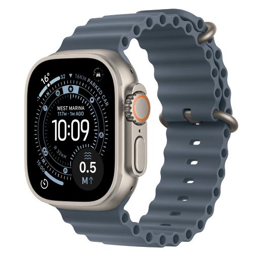 Εικόνα της Apple Watch Ultra 3 49mm Natural Titanium Case/Anchor Blue Ocean Band MEWH4QR/A