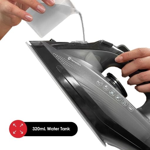 Εικόνα της Σίδερο Ατμού HomeVero 320ml 2400W Black HV-CSI2400