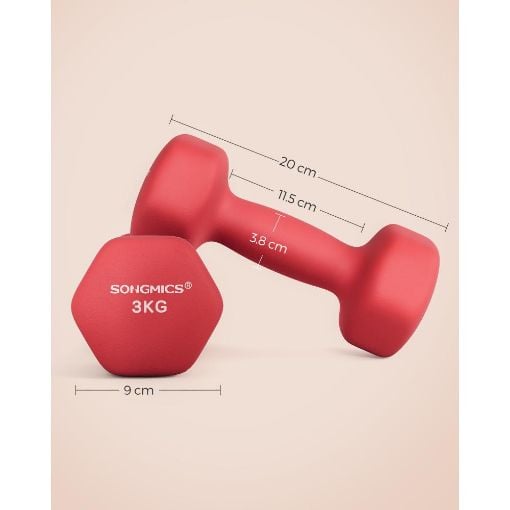 Εικόνα της Σετ Βαράκια Songmics 2 x 3kg Red SYL66RD