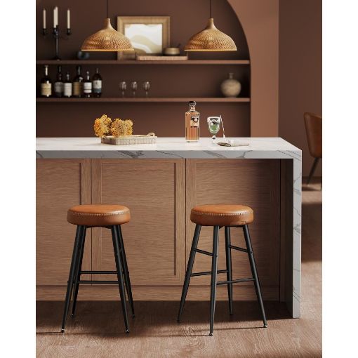 Εικόνα της Vasagle Σετ Σκαμπό Μπαρ Echo 49.5x49.5x63cm 2τμχ Caramel Brown LBC080K01