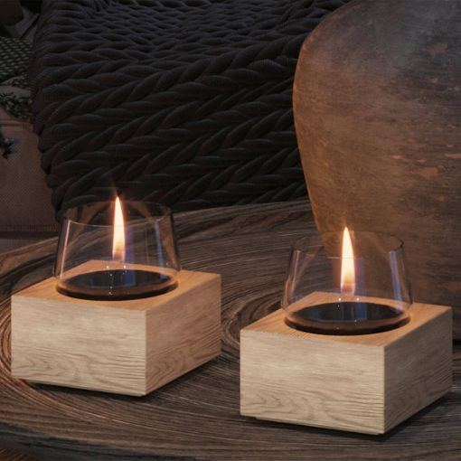 Εικόνα της Επιτραπέζια Εστία Φωτιάς Tenderflame Poppy 14 14x14x14.3cm 300ml Natural Oak TF-600026