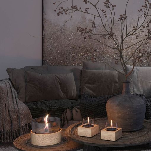 Εικόνα της Επιτραπέζια Εστία Φωτιάς Tenderflame Poppy 14 14x14x14.3cm 300ml Natural Oak TF-600026