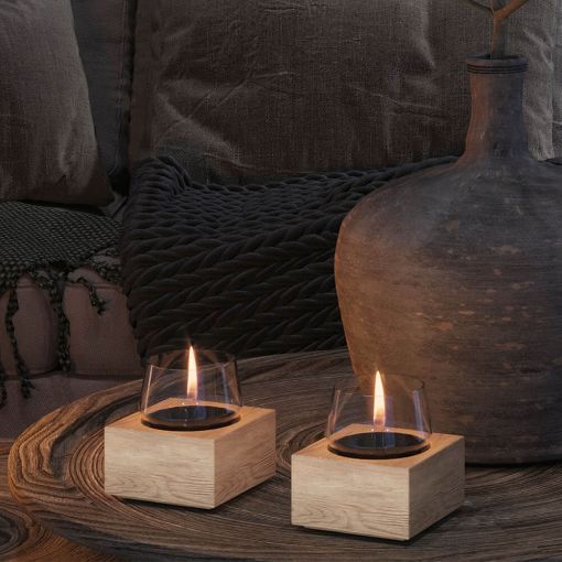 Εικόνα της Επιτραπέζια Εστία Φωτιάς Tenderflame Poppy 14 14x14x14.3cm 300ml Natural Oak TF-600026