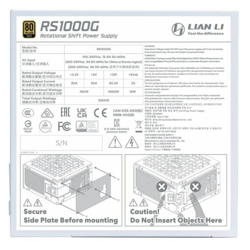 Εικόνα της Τροφοδοτικό Lian Li RS1000G Fully Modular 80 Plus Gold with Hub 1000W White G9P.RS1000G.WH00.EU