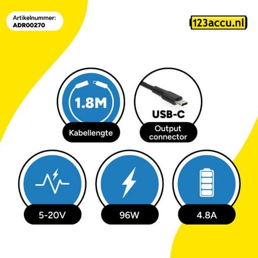 Εικόνα της Τροφοδοτικό Laptop WS Xtreme Power Συμβατό με Apple MacBook με USB-C 96W