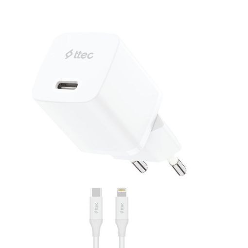 Εικόνα της Φορτιστής TTEC GAN PD USB-C 30W με Καλώδιο USB-C to Lightning 60W 1.5m White 2SCG30LB
