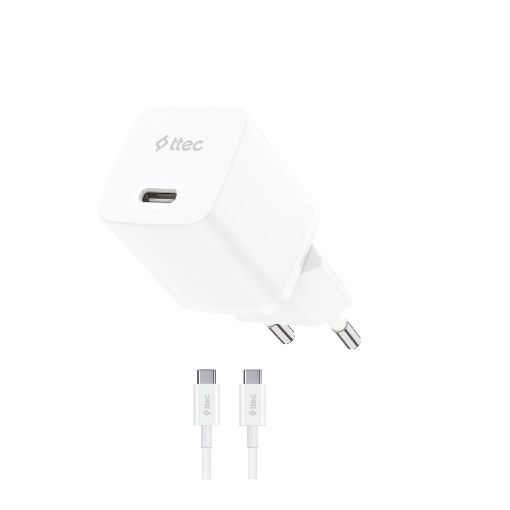 Εικόνα της Φορτιστής TTEC GAN PD USB-C 30W με Καλώδιο USB-C 60W 1.2m White 2SCG30CB