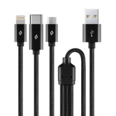 Εικόνα της Καλώδιο TTEC AlumiCable Trio USB-A Male to USB-C & Lightning & Micro USB 1m Black 2DK39S