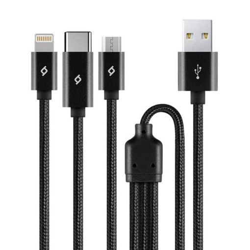 Εικόνα της Καλώδιο TTEC AlumiCable Trio USB-A Male to USB-C & Lightning & Micro USB 1m Black 2DK39S