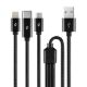 Εικόνα της Καλώδιο TTEC AlumiCable Trio USB-A Male to USB-C & Lightning & Micro USB 1m Black 2DK39S