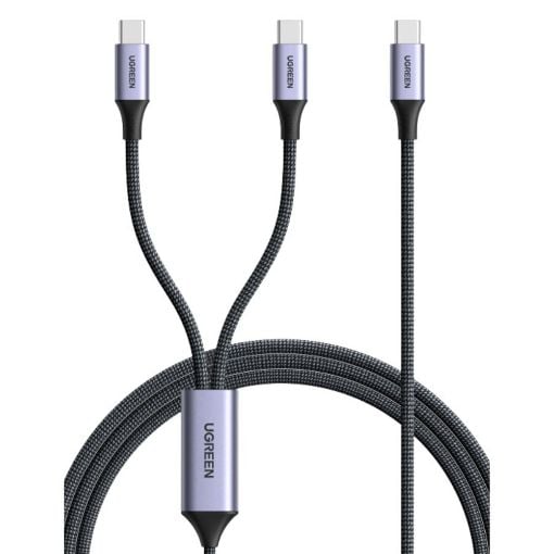 Εικόνα της Καλώδιο Ugreen L533 USB-C to 2x USB-C PD 140W 2m Grey 75733
