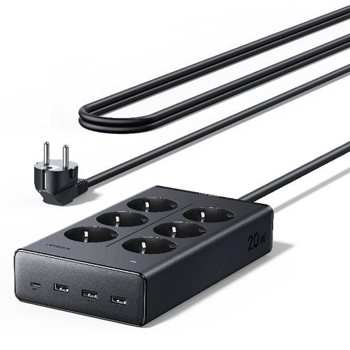 Εικόνα της Πολύπριζο Ugreen S622 6 Θέσεων με 3x USB-A & 1x USB-C 1.5m Black 75141